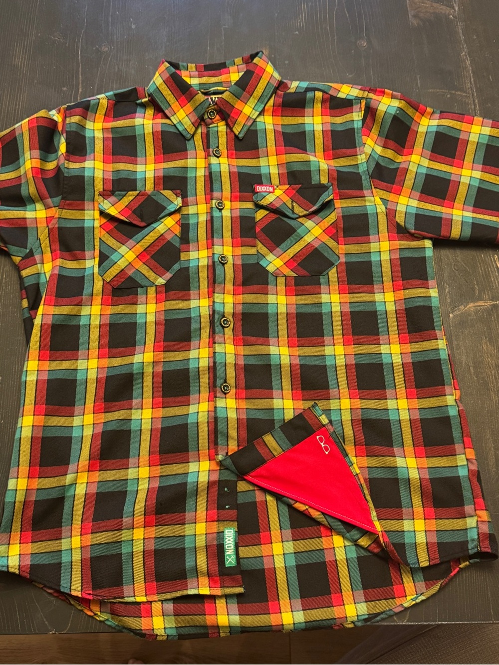 Dixxon The Kush Plaid Button-Up Shirt - Red/Green/Yellow